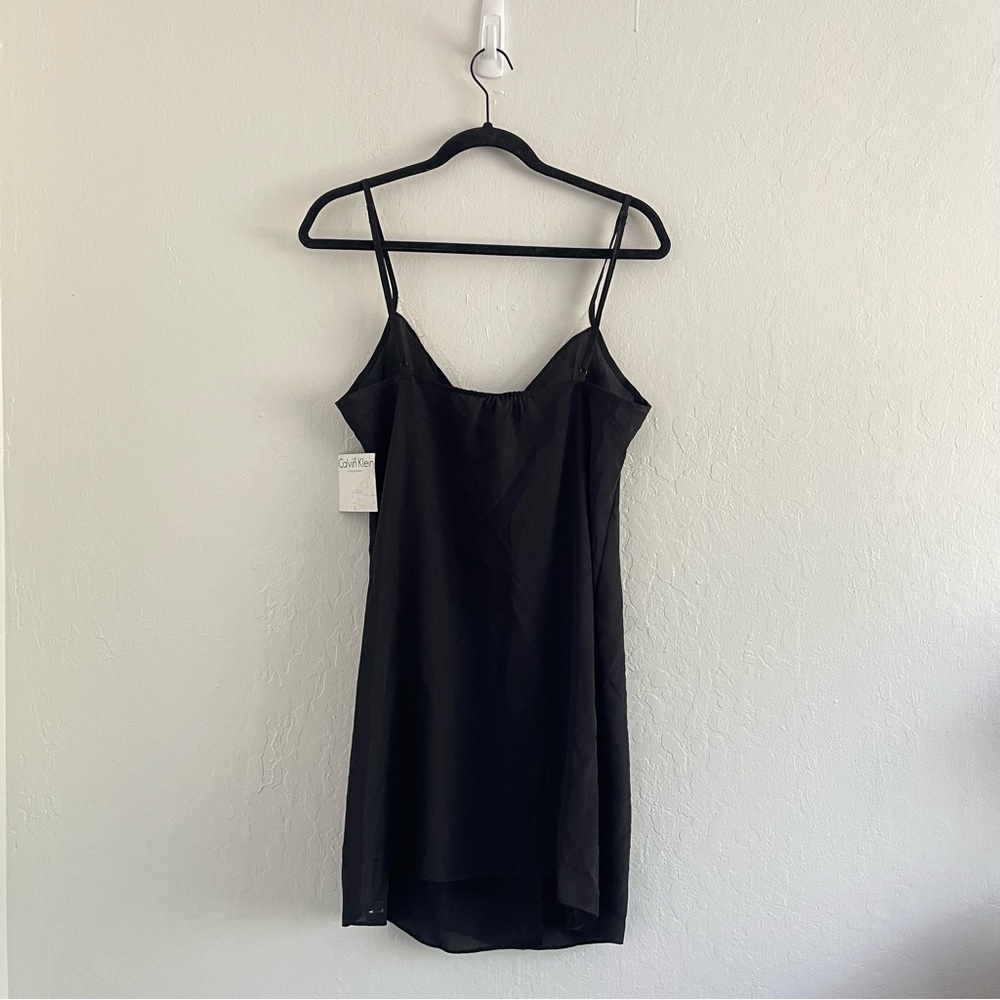 Y2K Calvin Klein Deadstock Black Sheer Slip Dress Mini Women's Size Large NWT - Picture 2 of 11